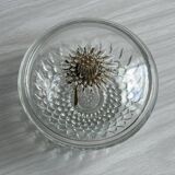 Glass sugar bowl with floral decoration lid