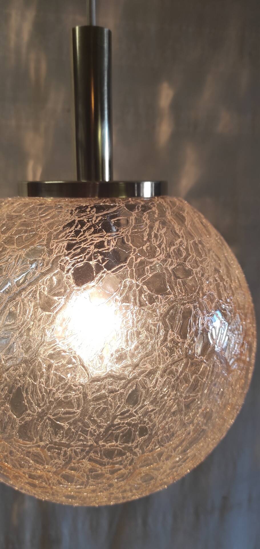 70's amber glass and brass suspension design