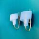 Pair of minimalist vintage seventies blue plastic and plexiglass wall lights