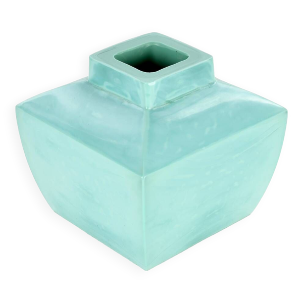 Vase Carré en Céramique Turquoise