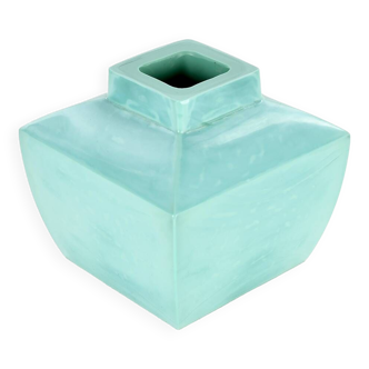 Vase Carré en Céramique Turquoise