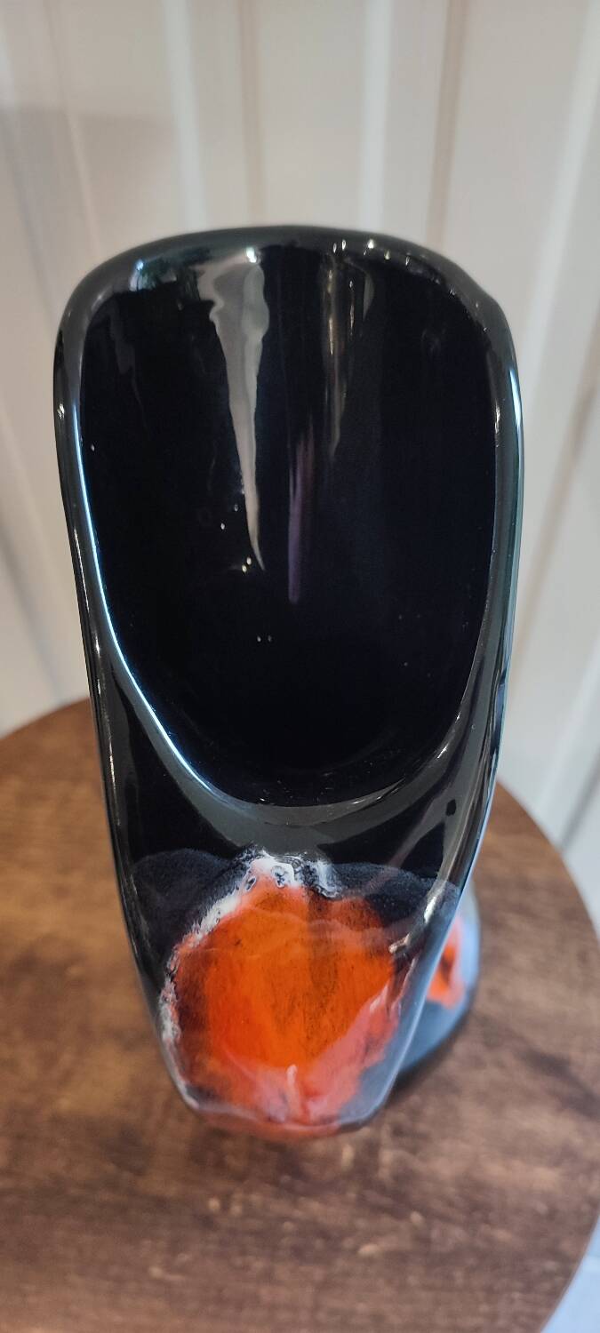 Flamed ceramic pitcher vase 1960