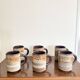 Vintage 6x Cup Ceramic Stoneware Flowers Floral Orange Brown 1970