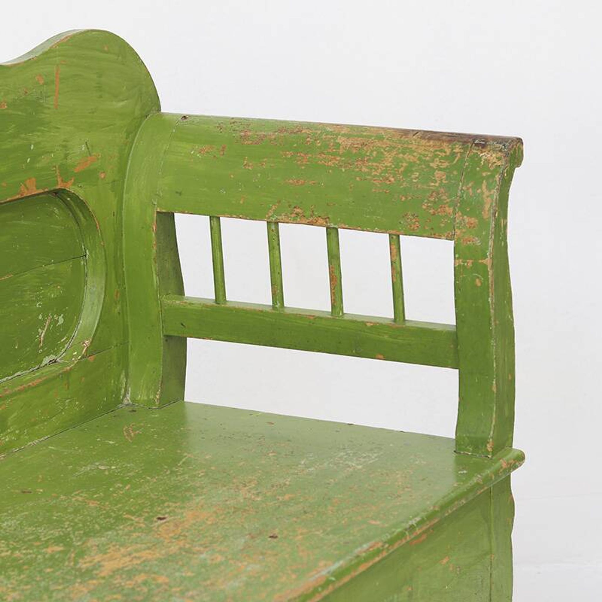 Painted Rustic Farmhouse Folk Art Wooden Bench