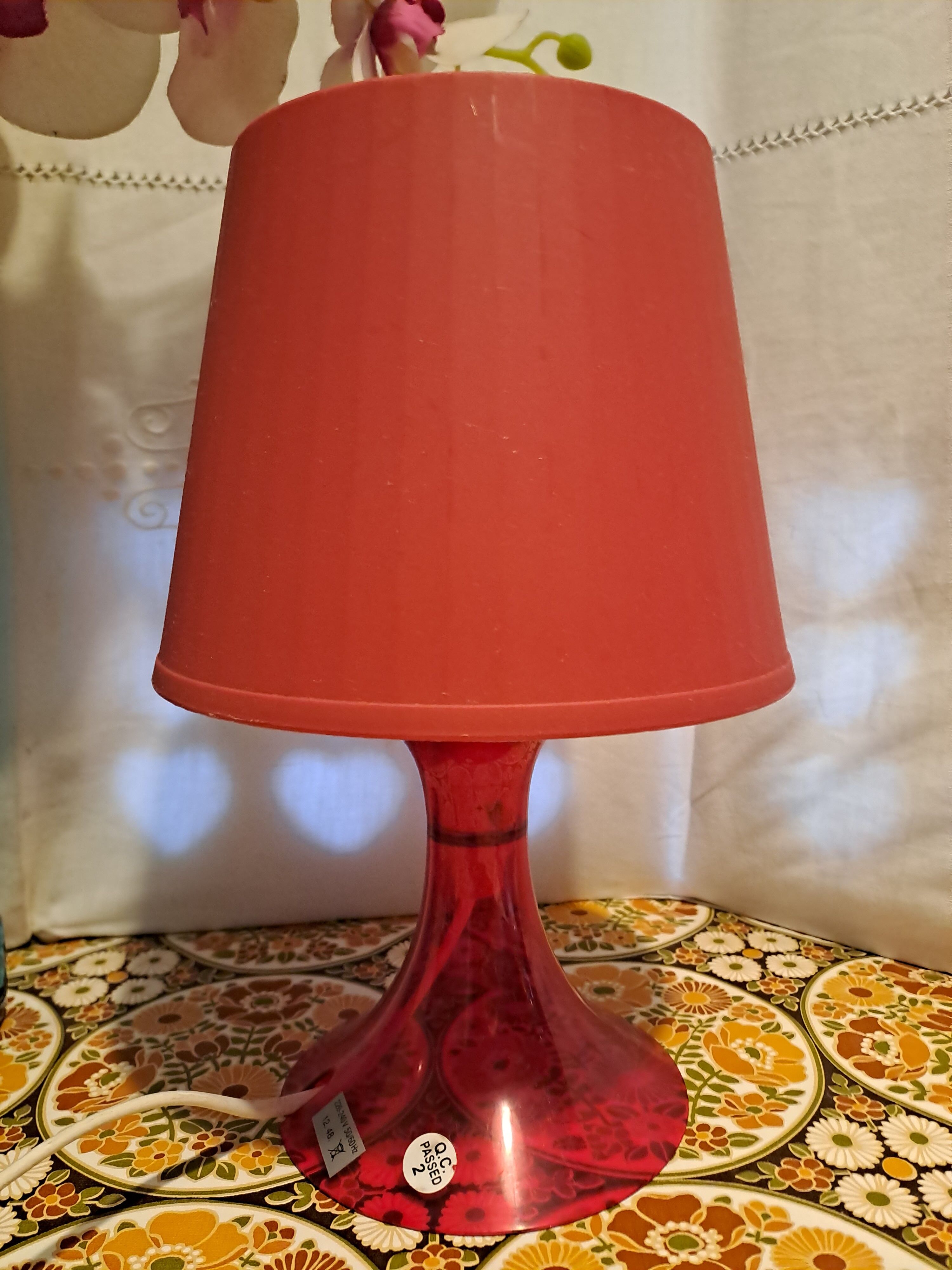 Red bedside lamp Ikea sweden 90 model lampan style 70 years POP