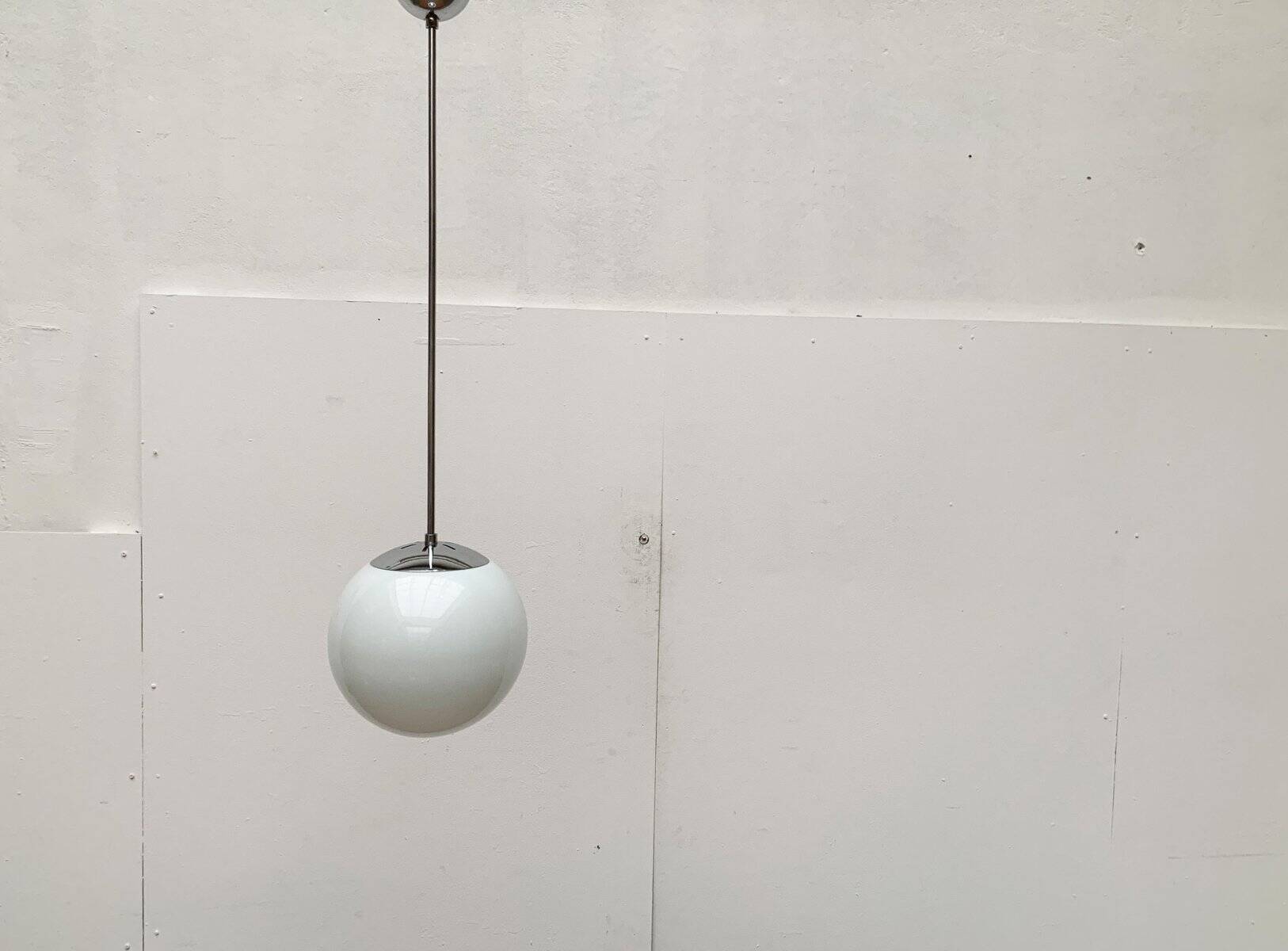 Mid-Century German Glass and Metal Ball Pendant