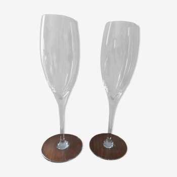 Pair of Baccarat crystal flutes model Saint Rémy from the 70s