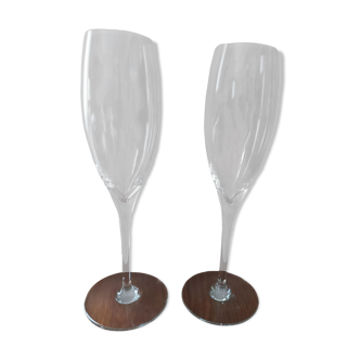 Pair of Baccarat crystal flutes model Saint Rémy from the 70s