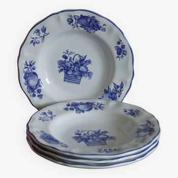 4 assiettes en faïence luneville vintage