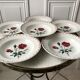 Set of 6 hollow plates Badonviller model pinks 30s