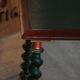 Vintage Scandinavian Stool Painted in Dark Green and Dark Red Wood, Folk Style, 1940s