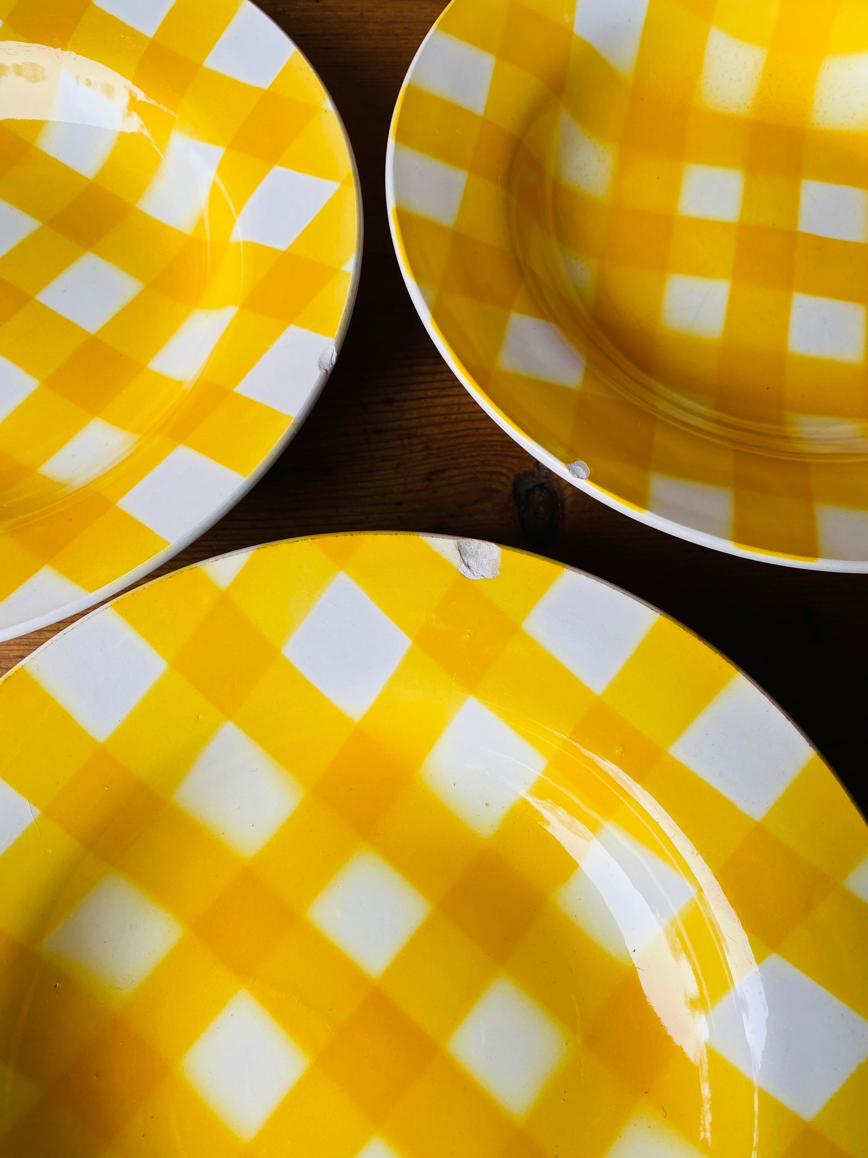 Set of 8 hollow plates Digoin yellow Scottish model 50-60s