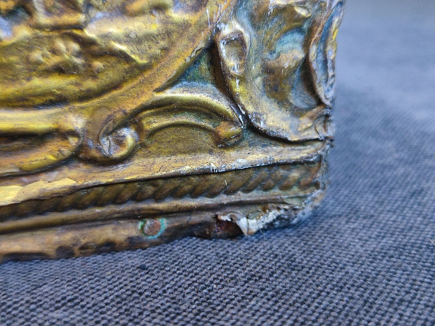 Old wooden box/casket covered with brass