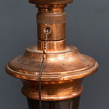 White Mazda opaline lamp on stand in wood and brass