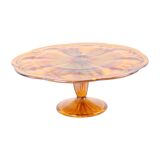 Art Deco Orange Cake Dish Mother of Pearl Pastry Dish Depression Glass