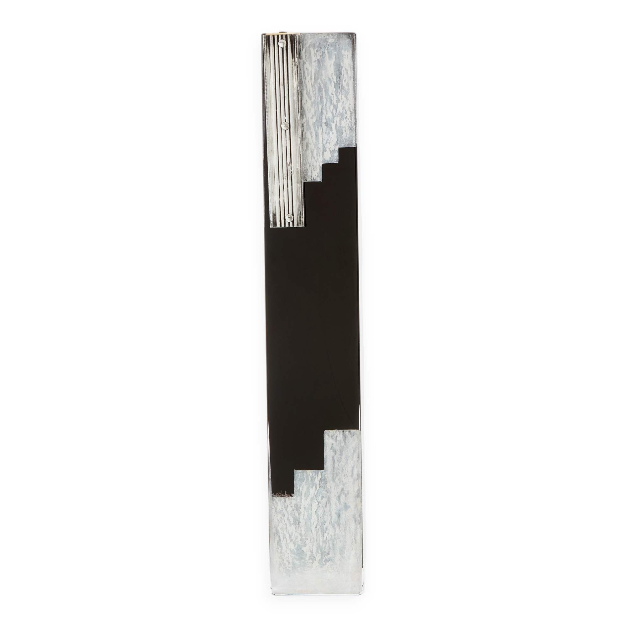 Art Deco vase in black and white opaline glass Anatole Riecke 1939