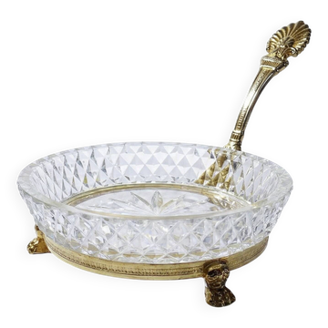 Vide-poche en cristal de Sèvres, création L.Seiler, monture dorée ancien