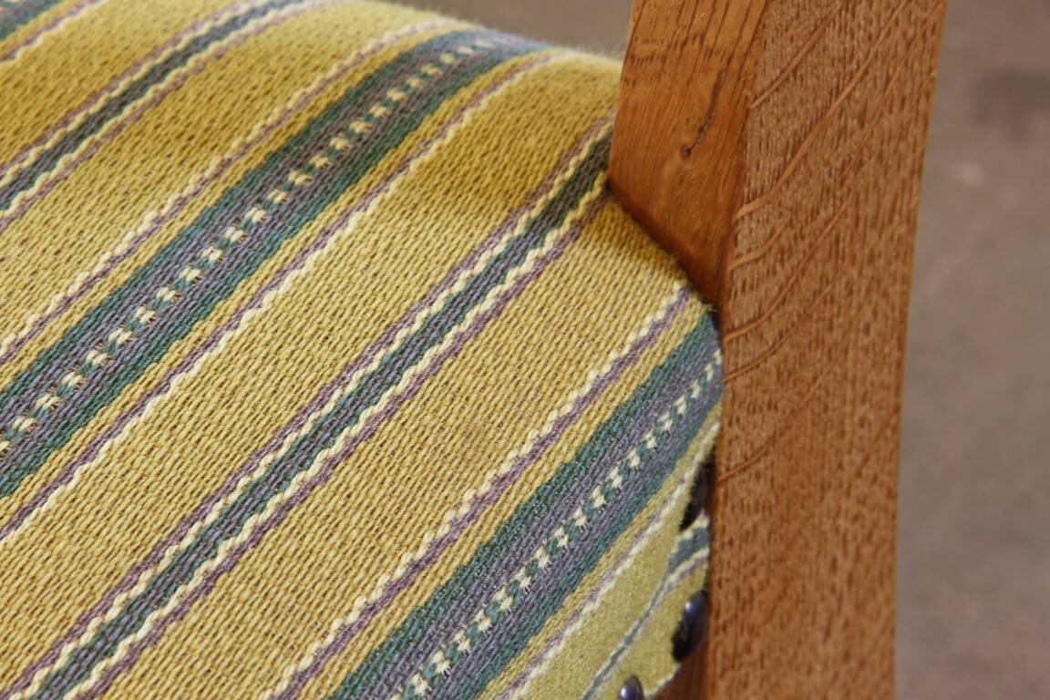 Vintage 1960s brutalist Danish modern oak dining chairs in the style of Henning Kjærnulf