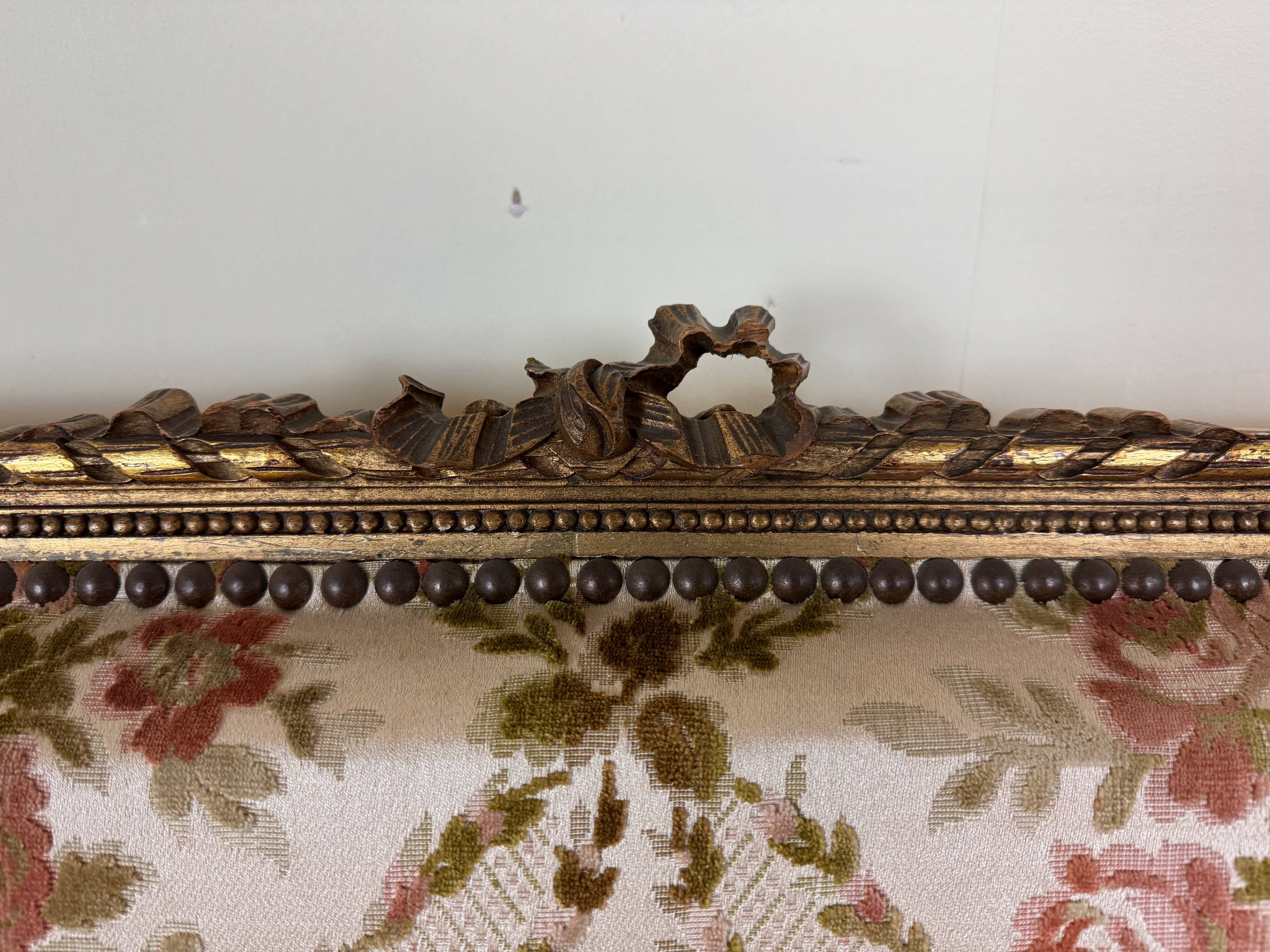 Louis XVI Style Bench In Golden Wood, mid-19th century