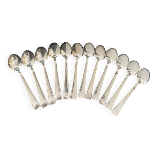 12 grandes cuillères en métal argenté Ercuis
