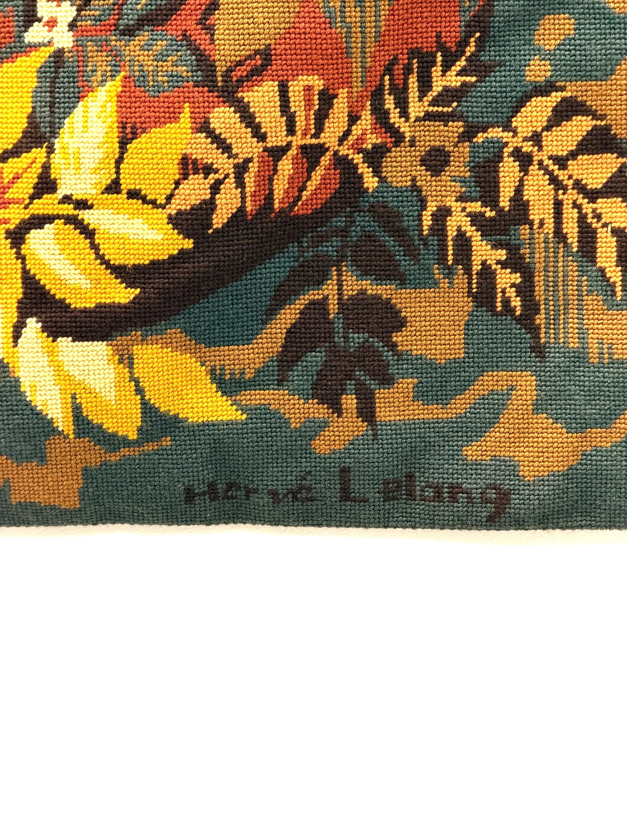 Tapisserie murale en laine par Hervé Lelong, 1970