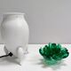 Postmodern Green Murano Glass and White Aluminum Table Lamp, Italy