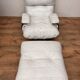 Armchair and ottoman Marsala in white leather by Michel Ducaroy for Ligne Roset