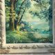Huile sur toile, Vaches s'abreuvant dans rivière ombragée dans beau cadre mouluré signé Wassang