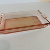 Vintage set of 4 service trays in pink glass