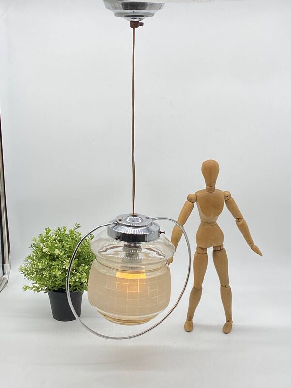 Lustre / luminaire / suspension art déco, vintage, chrome