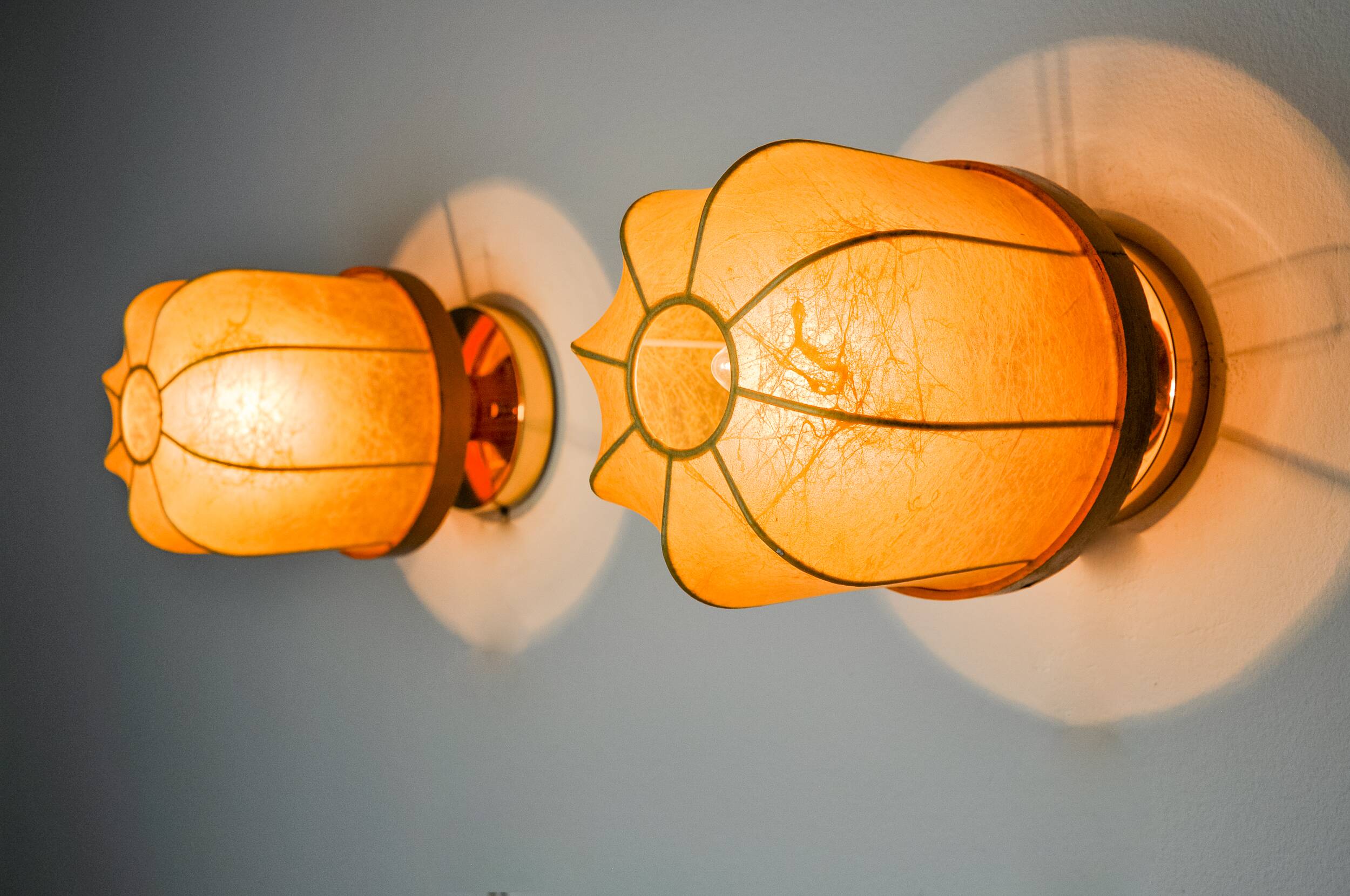 Pair of “cocoon” wall lights, Italy, 1970
