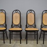 Chairs in curved beech and vienna straw, 1980s, set of 4