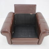 1970s Danish Brown Leather Armchair, Denmark