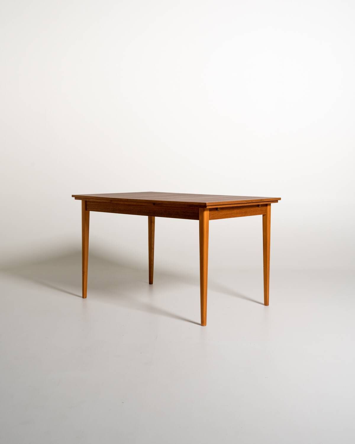 Scandinavian extendable teak and beech dining table, 1950s-60s