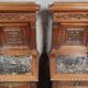 Pair of Renaissance style bedside tables in carved walnut, 19th century