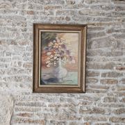 Tableau Huile sur Toile - Bouquet de fleurs Signé G Lustig 1985