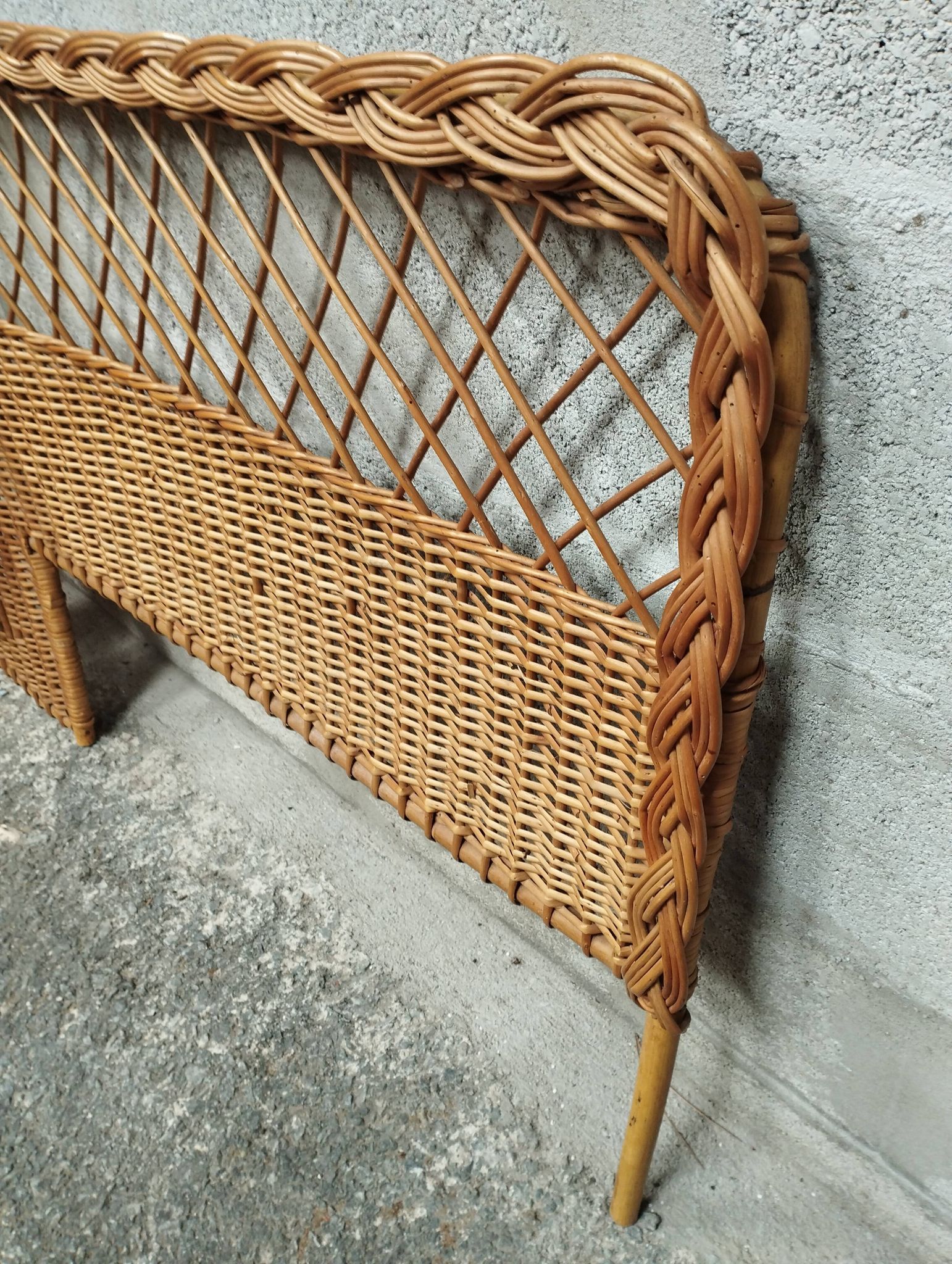Vintage 50s rattan headboard