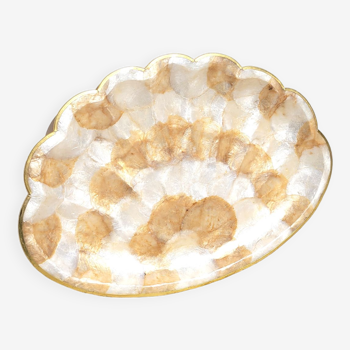 Shell tray in mother-of-pearl and brass
