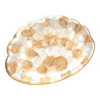 Shell tray in mother-of-pearl and brass