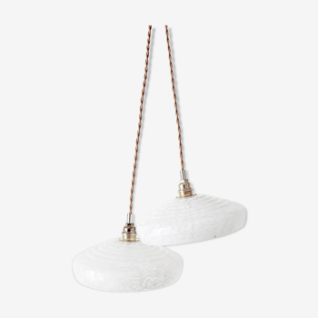 Pair of Clichy glass pendant lamps
