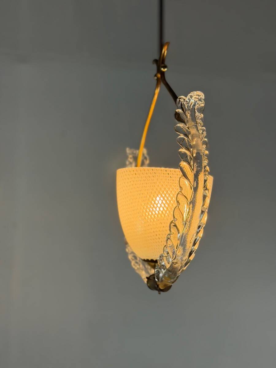 Venetian chandelier in colorless Murano glass, "Vetro à reticello" cut, circa 1950
