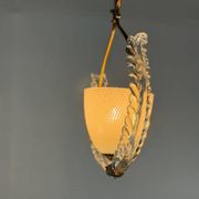 Venetian chandelier in colorless Murano glass, "Vetro à reticello" cut, circa 1950