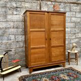 Modernist wardrobe René Gabriel in oak feet compass years 1950