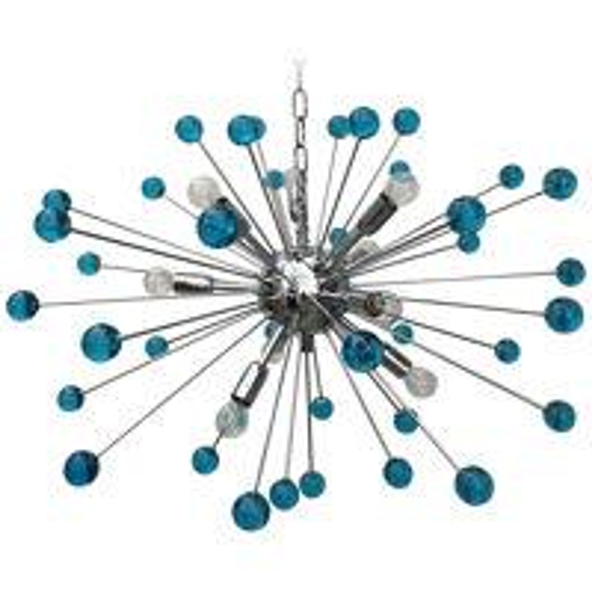 Lustre ovale spoutnik en verre de murano bleu clair « star »