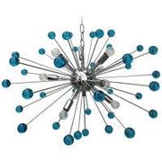 Lustre ovale spoutnik en verre de murano bleu clair « star »