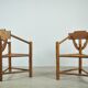 Pair of vintage antique Scandinavian oak Monk chairs, Sweden 1950s