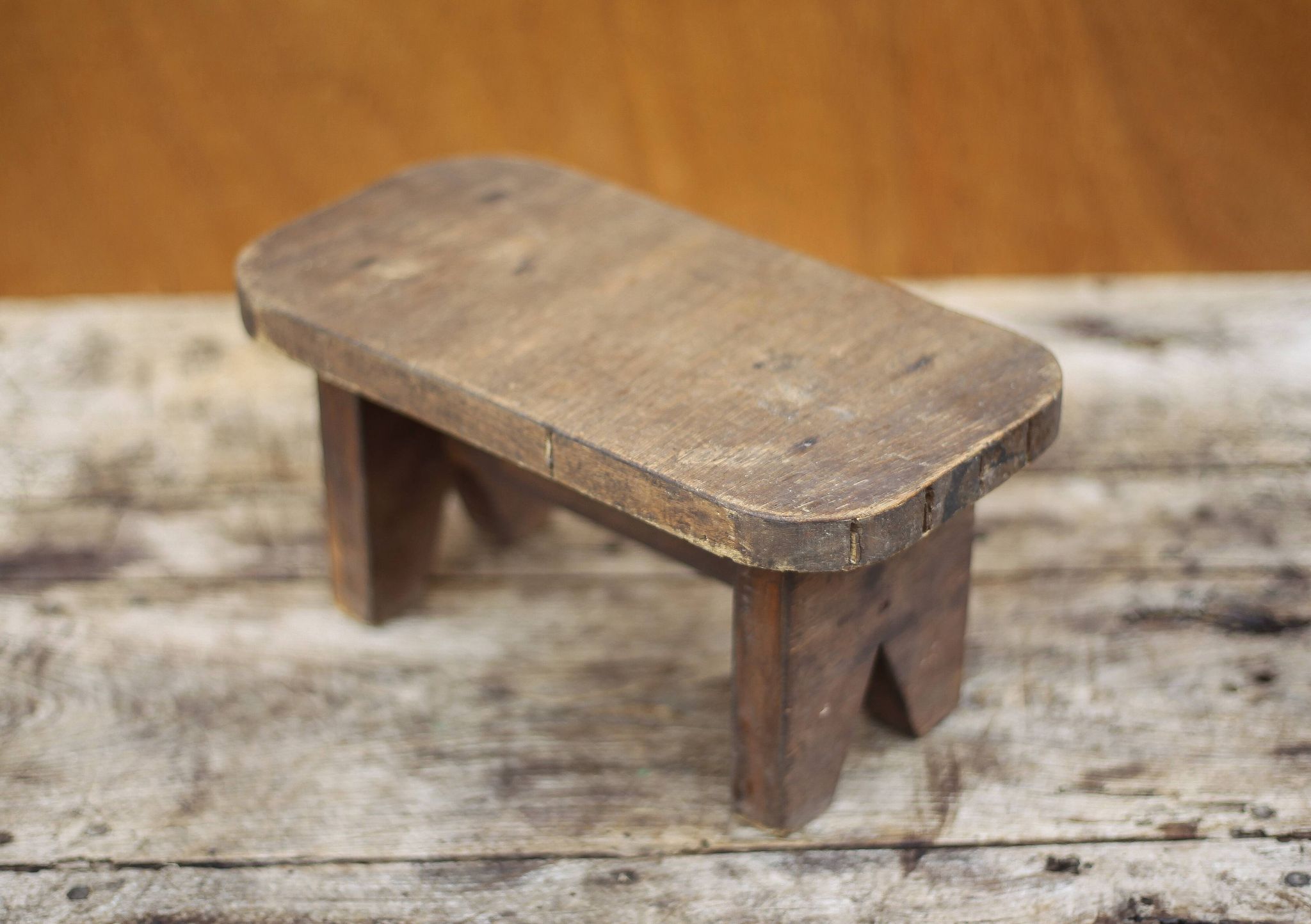 Mini wooden stool, wooden step stool, vintage footrest, plant holder