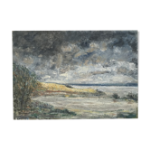 Peinture abstraite bord de mer orageaux