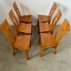 Set of 6 solid elm chairs 70s vintage Seltz design