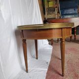 Table bouillote style louis XVI cherry top marble 2 drawers